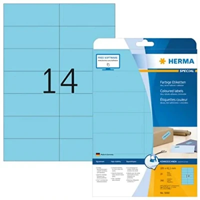 Abbildung von HERMA Etiketten blau 105x42,3mm Special A4 VE=280 Stück
