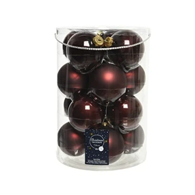 Abbildung von Kaemingk Weihnachtskugeln Glas 8cm x 16 Stück Christbaumkugeln Set Mix Dunkelbraun braun Schokobraun Rotholz