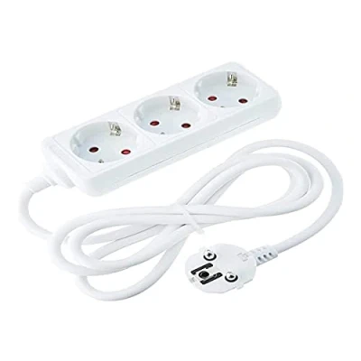 Abbildung von Steckdosenleiste weiß 3 Steckdosen Verlängerung ohne Schalter mit Kabel 3G 1,0mm² 1,5 m, deutsche (3 Fach, 1,5m)