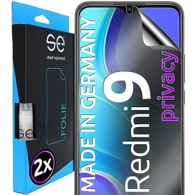 Abbildung von S.E für Xiaomi Redmi 9 Schutzfolie privacy Blickschutz Folie 2x Folien im SET aus Deutschland, Anti peep Matte Spy Folie, staubfrei und blasenfrei, Sichtschutz