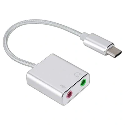 Abbildung von ASHATA USB Typ C Externe Soundkarte, External Sound Card Stereo Adapter mit 3,5mm Kopfhörerbuchse,Tragbar Aluminium Audio für Mobiltelefone,Tablet,Notebook usw.