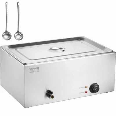 Abbildung von VEVOR kommerzieller Speisenwärmer 1 x 18 L Speisebehälter, elektrische Warmhalteplatte, 1200 W Arbeitsplatte aus Edelstahl, Buffet Bain Marie, 3085 C Temperaturregelung für Restaurant,