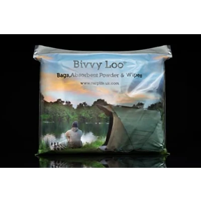 Abbildung von Bivvy Loo Portable Toilet 40 Additional Biodegradable Wipes, 12 Pack Camping Waste Bag Bin Liner Bags and Power (Turn Liquid Gel)