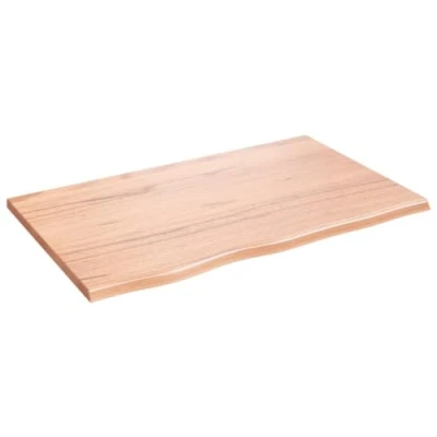 Abbildung von vidaXL Waschtischplatte, Multifunktional Arbeitsplatte mit Naturkante, Waschtischkonsole Tischplatte für Badezimmer, Holzplatte Platte, Hellbraun 80x50x2 cm Massivholz Behandelt