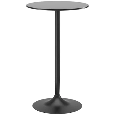 Abbildung von HOMCOM Bartisch Stehtisch Esstisch Runder Tresentisch, Küchentisch für Wohnzimmer, Esszimmer, Stahl, Schwarz, Ø60 x 102 cm