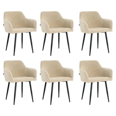Abbildung von Mevsim Store Esszimmerstühle 6er Set Boucle Beige Esszimmerstuhl mit Armlehnen Ideal für Wohnzimmer, Büro und Bouclestühle Küchenstuhl schwarzen Metallbeinen