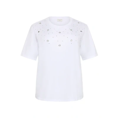 Abbildung von Kaffe Curve Cclio Eyelets Tshirt print, Damen, Größe: 42/44, Optical white