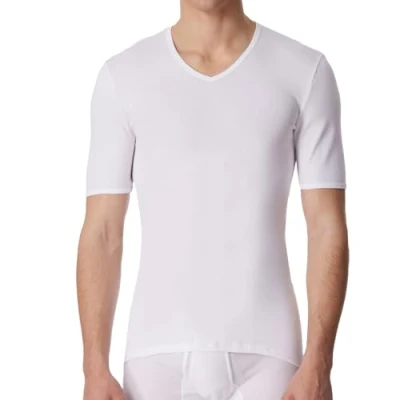 Abbildung von SCHIESSER Halbarm T Shirt V Ausschnitt Original Classics Feinripp weiß Gr. M