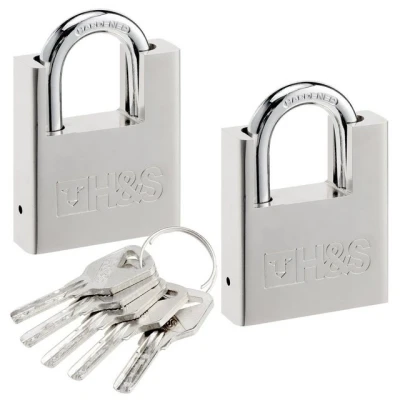 Abbildung von H&amp;S 2er Pack Vorhängeschloss mit Schlüssel 60mm Schloss Set 5 Schlüsseln Robustes Lock für den Innen und Außenbereich Klein &amp; Wetterfest Zelt Spind Keller