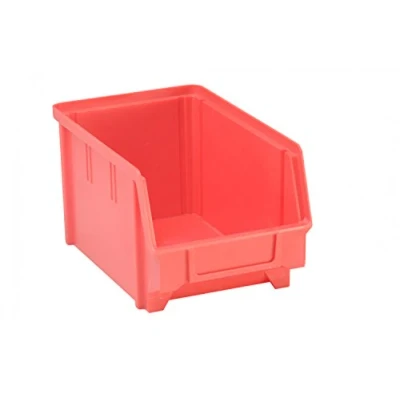 Abbildung von hünersdorff Sichtbox / Stapelbox Lagerbox in Größe 3, aus Polystyrol, hohe Formstabilität und Belastbarkeit, Farbe: Rot