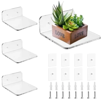 Abbildung von LPAMABA 4er Set 10cm Acryl kleine Wandregale Regal Wandmontage Schwimmendes für Funko Pop Figuren, Wohnkultur, Wohnzimmer, Spielzimmer, Pflanzen