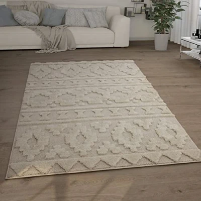 Abbildung von Paco Home Hochflor Teppich &quot;Genua 744&quot;, rechteckig, Uni Farben, Hoch Tief Effekt, modernes Design, sehr weicher Flor