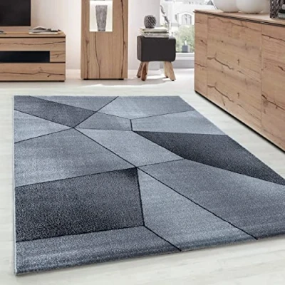 Abbildung von Frisé Teppich Geometrisch Design, Carpettex, Läufer, Höhe: 10 mm, Modern Kurzflor Teppiche Design Wohnzimmer