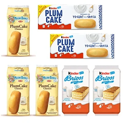 Abbildung von Testpaket 3x Mulino Bianco Plum Cake kuchen kekse Joghurt Yogurt Brioche Plumcake + Kinder Ferrero mit griechischem 2x Brioss