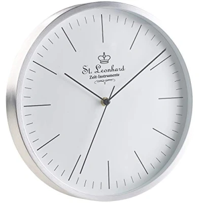 Abbildung von St. Leonhard Küchenuhr Funk lautlos: Moderne Aluminium Wanduhr, flüsterleises Sweep Uhrwerk, Ø 31 cm (Funk Wanduhr Wohnzimmer lautlos, lautlos modern, geräuschlos)