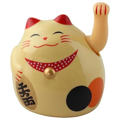 Abbildung von Superfreak Glückskatze Maneki Neko rundliche Winkekatze 11 cm beige