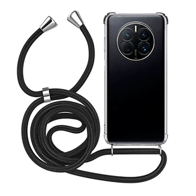 Abbildung von MyGadget Handykette für Huawei Mate 50 Pro [ TPU Hülle mit verstellbaren Band ] Handyhülle Handyband zum Umhängen Kordel Schnur Case Schutzhülle Schwarz