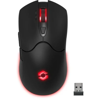Abbildung von Speedlink Velox Wireless RGB Gaming Maus PC kabellos mit Akku wiederaufladbar, USB C, 4800dpi, programmierbar, leicht, Nano Empfänger, LED Beleuchtung, schwarz
