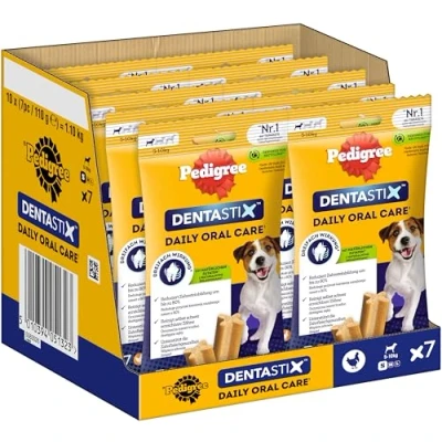Abbildung von Pedigree DentaStix Daily Oral Care Zahnpflegesnack für kleine Hunde Hundeleckerli mit Huhn &amp; Rindgeschmack jeden Tag 70 Sticks (10 x 7 Stück)