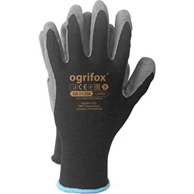 Abbildung von Ogrifox OX Lateks_BS9 Latexhandschuhe, Schutzhandschuhe, Arbeitshandschuhe, Schwarz Grau, 9 Größe, 240 Paar