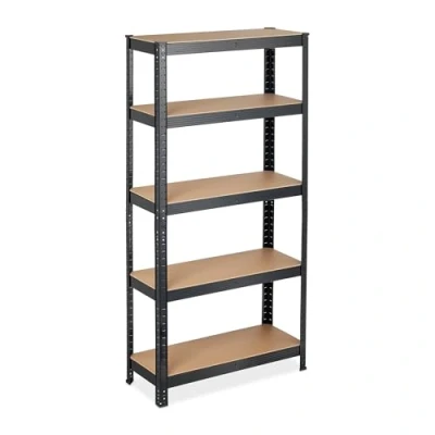 Abbildung von 2 x Schwerlastregal, HBT: 150 75 30 cm, Traglast: 875 kg, 5 Böden, zum Stecken, Keller, Garage, Stahl, MDF, schwarz