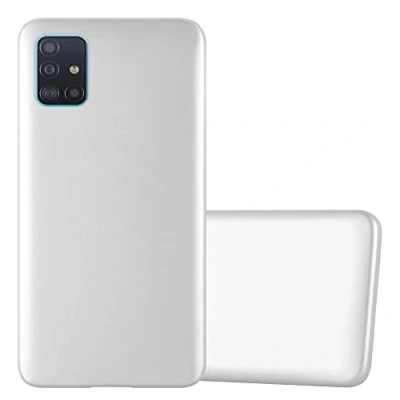 Abbildung von Cadorabo Hülle kompatibel mit Samsung Galaxy A71 5G Schutzhülle TPU Silikon Case Metallic Design Slim Kratzfest Weiche Gummi Rundumschutz für in Silber