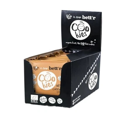 Abbildung von Bett&#039;r Apple &amp; Cinnamon Vegan Kekse Einzeln Verpackt 100% Bio, Organisch, Glutenfrei, Ohne Zuckerzusatz 18 x 40 g