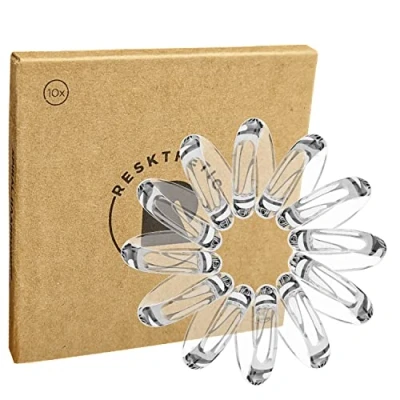 Abbildung von Reskthetic kleine hochwertige Spiral Haargummi, schonend zum Haar, nachhaltig, umweltfreundlich, (Telefonkabel, Zopfgummis) für Mädchen &amp; Frauen/Damen (Transparent, 10 x 2,5 cm)
