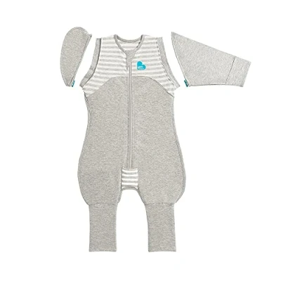 Abbildung von Love To Dream Baby Übergang Puckanzug mit Beinen, idealer Stoff für moderate Temperaturen (20 24C), Groß (8,5 11 kg), patentiertes abnehmbares Flügel Design, Schlafanzug Baby, Grau