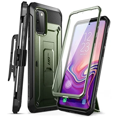 Abbildung von SUPCASE Unicorn Beetle Pro Ganzkörper Schutzhülle für Samsung Galaxy S20 FE (2020), zweilagig, robust, mit Ständer, Guldangrün
