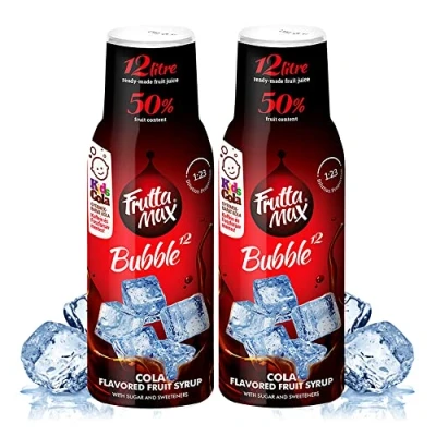 Abbildung von FruttaMax Cola Koffein Phosphorsäure frei Getränkesirup Frucht sirup Konzentrat weniger Zucker 50% Fruchtanteil für Soda Maschine geeignet 500ml