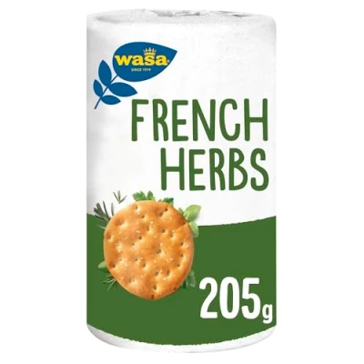 Abbildung von Wasa Tasty Snacks Rounds French Herbs Rundes Knäckebrot aus Weizen mit französischen Kräutern und Meersalz 8er Pack (8 x 205 g)