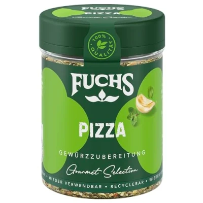 Abbildung von Fuchs Gourmet Selection Mediterran Pizza Gewürzzubereitung, nachfüllbares Pizzagewürz, Gewürzmischung mit italienischen Kräutern, ideal für Bruschetta, vegan, 30 g