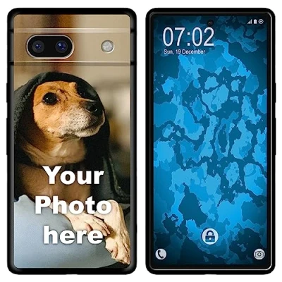Abbildung von PhoneNatic personalisierte Handyhülle für Google Pixel 7a Custom Case in Schwarz zum selbst gestalten mit eigenem Foto Bild Text individuell