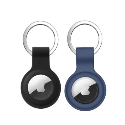 Abbildung von Frogetu 2PCS Airtag Schutzhülle,Airtec Schlüsselanhänger,Airtag Hülle Silikon,Hülle Halter,Air Tag Hülle,Apple Anhänger,Air Tages Apple Anhänger,Airtag Anhänger (Schwarz Blau)