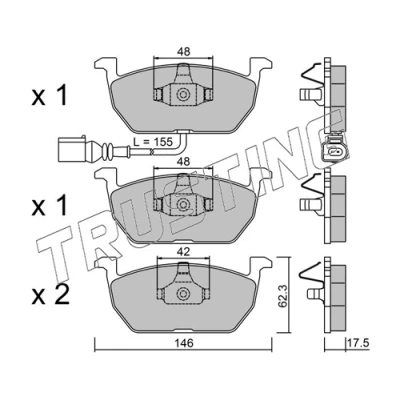 Abbildung von TRUSTING 1052.0 Bremsbelagsatz inkl. Verschleißwarnkontakt VOLKSWAGEN: Golf 7 Schrägheck, Variant, Sportsvan, SEAT: Leon III ST