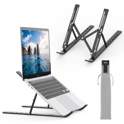 Abbildung von GRIFEMA GB1054B Laptop ständer für Schreibtisch, Höhenverstellbarer Riser, Tragbarer LaptopStänder mit 6 Neigungsverstellungen 10&quot; 17,3&quot; Laptops und Tablets Schwarz