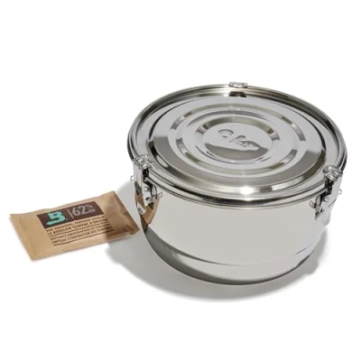 Abbildung von Boveda CVAULT 4 Liter Behälter Aushärte und Aufbewahrungsbehälter Geruchsdicht, Luftdicht Lichtbeständig Edelstahl in Lebensmittelqualität Inklusive 62% RH
