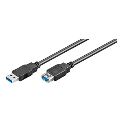 Abbildung von Ewent USB 3.0 Typ A an EIN/Frau/Mann, geschirmtes Kabel Dual 28 AWG Kupfer, Übertragung von bis zu 5 GMbit Geschwindigkeit, Kabellänge 1 m, schwarz