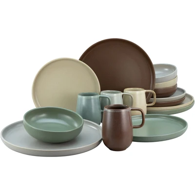 Abbildung von CreaTable Kombiservice &quot;Geschirr Set Uno Natural&quot;, (Set, 16 tlg., Kaffeeservice und Tafelservice im Set, für 4 Personen), Service, handwerkliche Optik, Teile, Personen