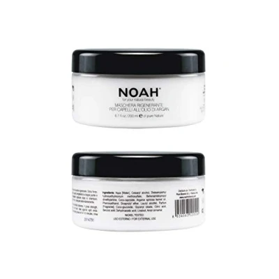 Abbildung von Noah Natural Regenerating Hair 2.3 Maske mit Arganöl für sehr trockenes und geschädigtes Haar, Stärkung, Vitalität &amp; Glanz, vegetarisch, tierversuchsfrei, pflanzliche Formel, ideal Spliss, 200 ml