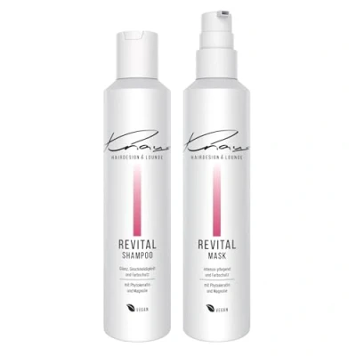 Abbildung von Knaus Hairdesign Revital für Coloriertes und gesträhntes Haar sofortiger Vitamino Color Glanz Farbkraft intensiv Pflege Shampoo Haarmaske mit Magnolie Phyto Keratin Vegan