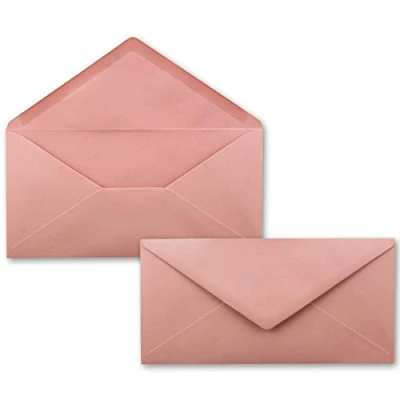 Abbildung von 150 Brief Umschläge Altrosa (Rosa) DIN Lang 110 x 220 mm (11 22 cm) Nassklebung ohne Fenster Ideal für Einladungs Karten Serie FarbenFroh