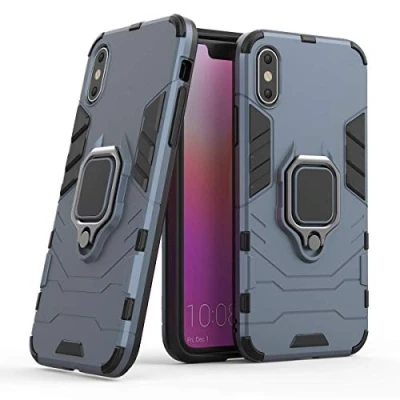 Abbildung von Kompatibel mit iPhoneX XS Hülle, Ring Ständer Magnetischer Handyhalter Auto Caseme Schutzhülle Case für Apple iPhone XS, X (Navy Blau)