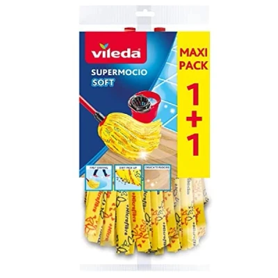 Abbildung von Vileda Staubbesen 11099 SuperMocio Soft Wischmop Ersatz 2er Pack Ersatzaufsatz 2