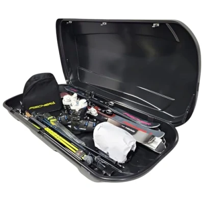 Abbildung von Skibox Ski Gepäckbox Dachbox Auto Dachkoffer VDP Xtreme 600 Volumen Liter Außenmaße: 195x95x44cm (LxBxH) und Snowboardbox Autokoffer abschließbar