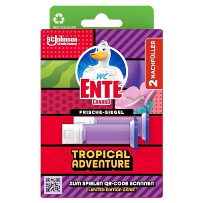 Abbildung von WC Ente Frische Siegel Nachfüller, körbchenloser Reiniger, Tropical Adventure Duft, 1er Pack (2 x 36 ml)