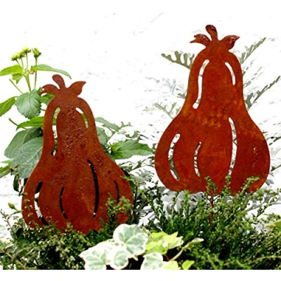 Abbildung von LB H&amp;F Roststecker Herbst Herbstdeko Gartendeko Gartenstecker Rost Metall Dekofigur Gartenfigur Rostfigur (Kürbis NEO)