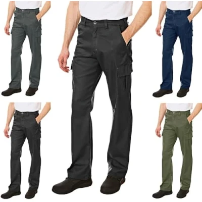 Abbildung von Lee Cooper LCPNT205 Herren Pflegeleichte Berufssicherheitshose im klassischen Cargo Stil mit mehreren Taschen, Schwarz, 30W / 29L