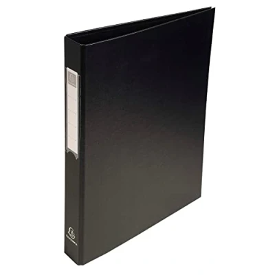 Abbildung von Exacompta 51381E 10er Pack Ringbücher aus festem Karton 1,8mm Kunststoffbezug aussen und innen, 4 Ringe Füllhöhe 25mm für DIN A4 Schwarz